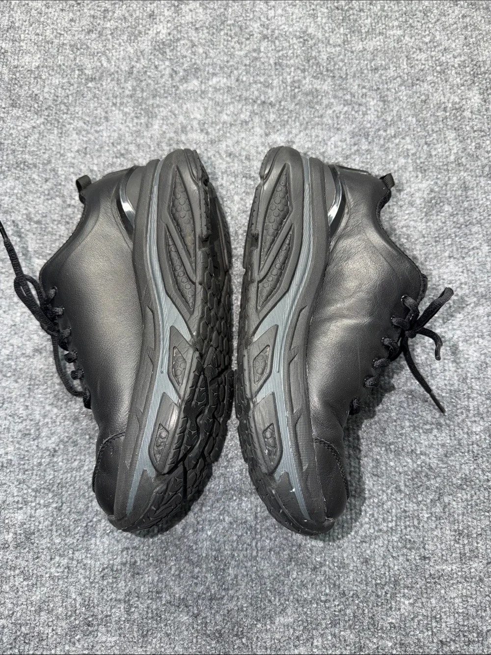 Hoka One One Black leather Walking Sneakers with Blue Lining